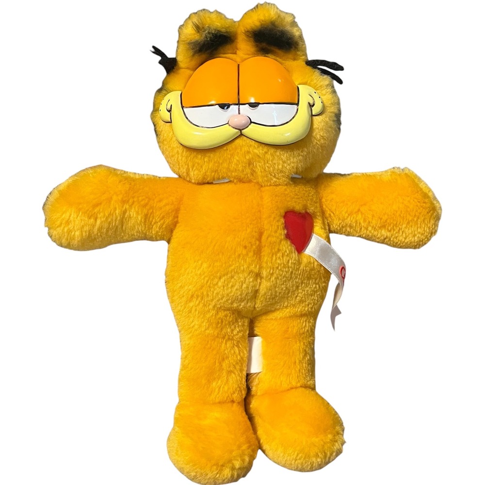 Vintage Dakin Garfield Plush Heart Pick Me Ribbon Orange Cat Stuffed Toy 1981